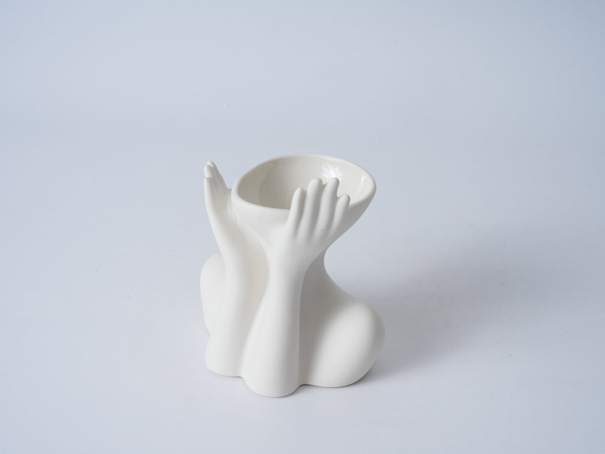 Half-Body Figurative Vase – Unglazed “Chin-in-Hand” Pose