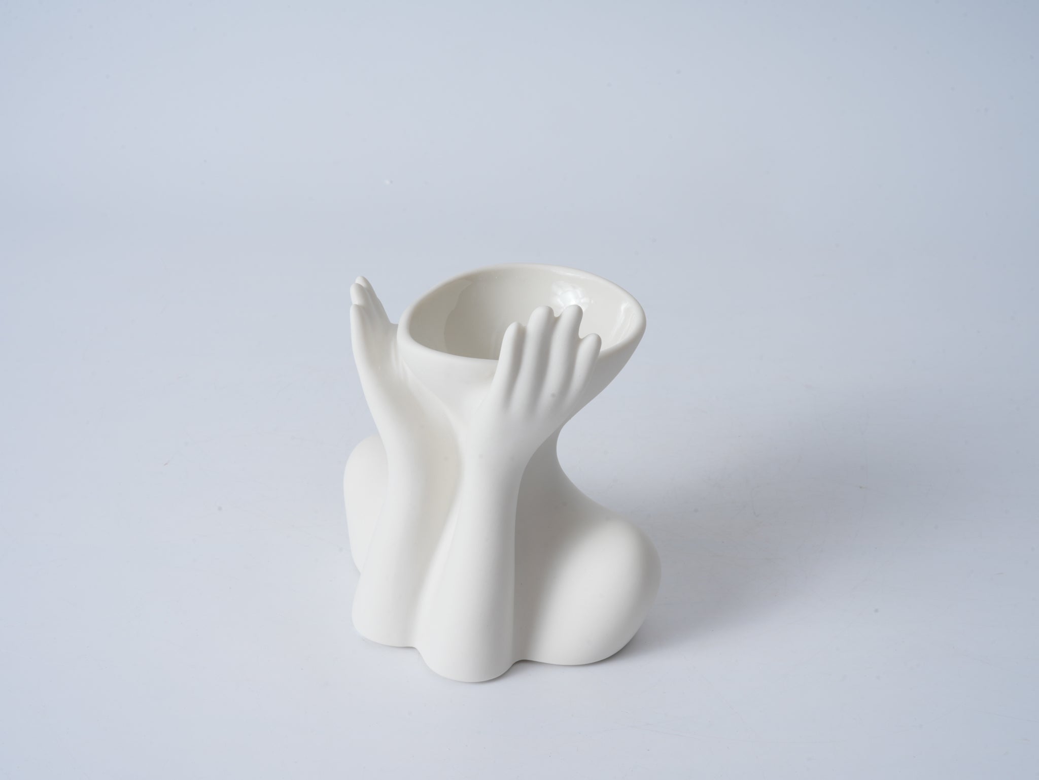 Half-Body Figurative Vase – Unglazed “Chin-in-Hand” Pose