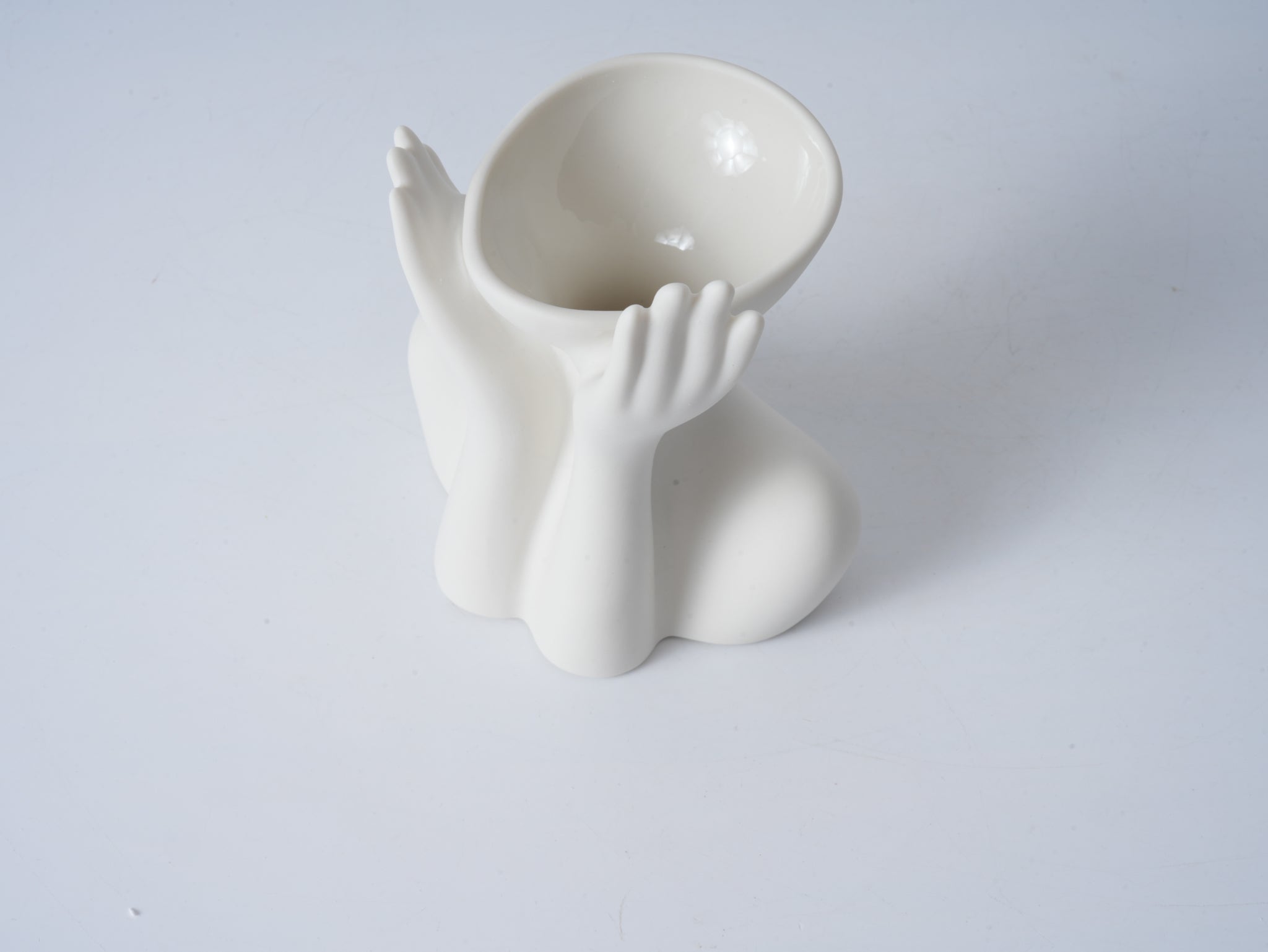 Half-Body Figurative Vase – Unglazed “Chin-in-Hand” Pose
