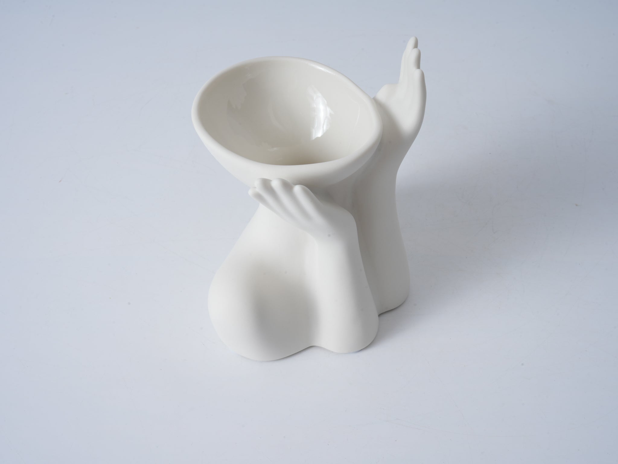 Half-Body Figurative Vase – Unglazed “Chin-in-Hand” Pose