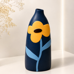Hand-Painted Ceramic Vase, Peacock Blue