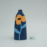 Hand-Painted Ceramic Vase, Peacock Blue