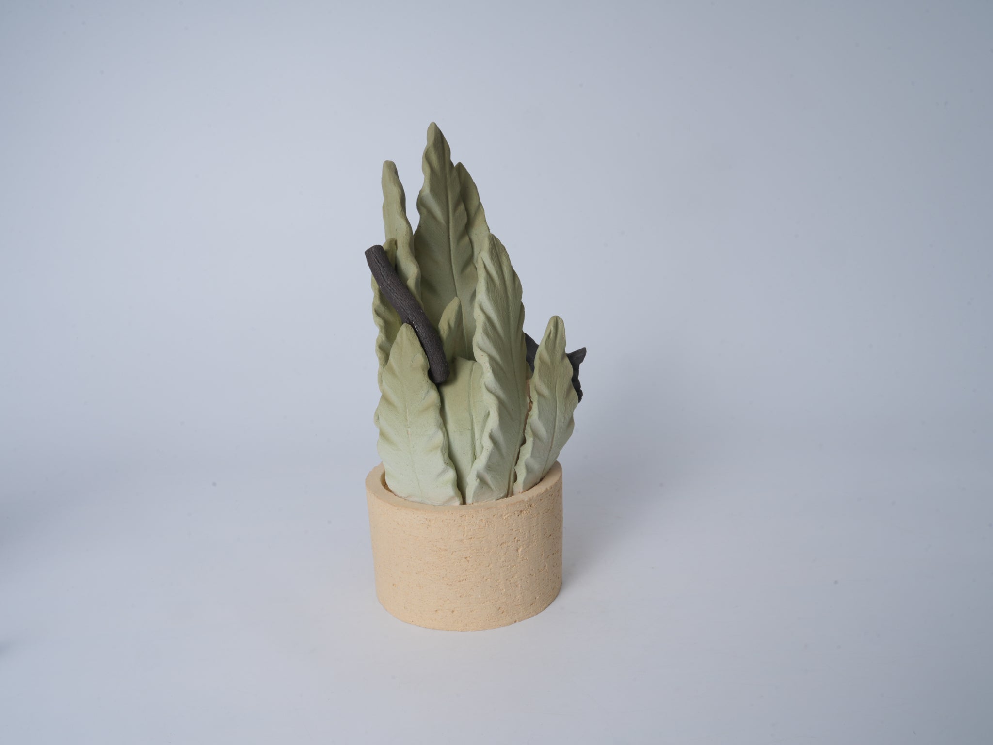 Hide-and-Seek Potted Plant Figurine (Black Cat)