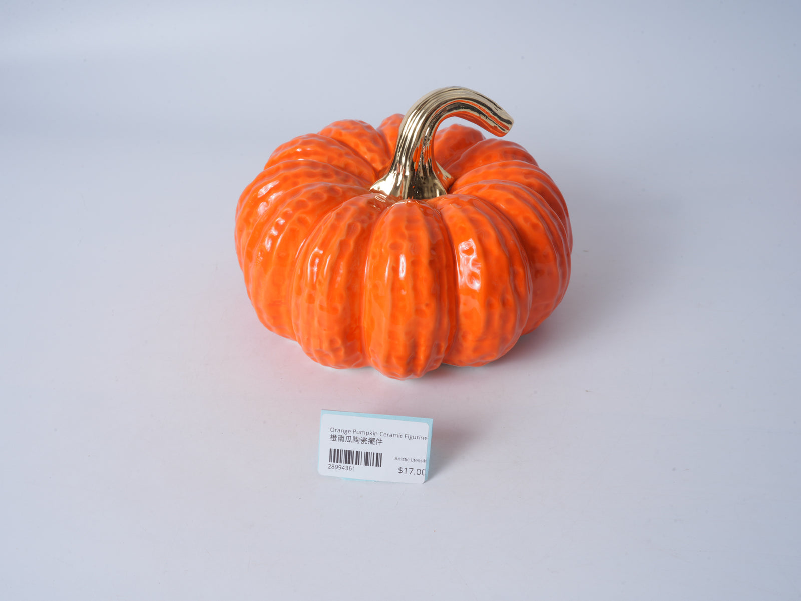 Orange Pumpkin Ceramic Figurine