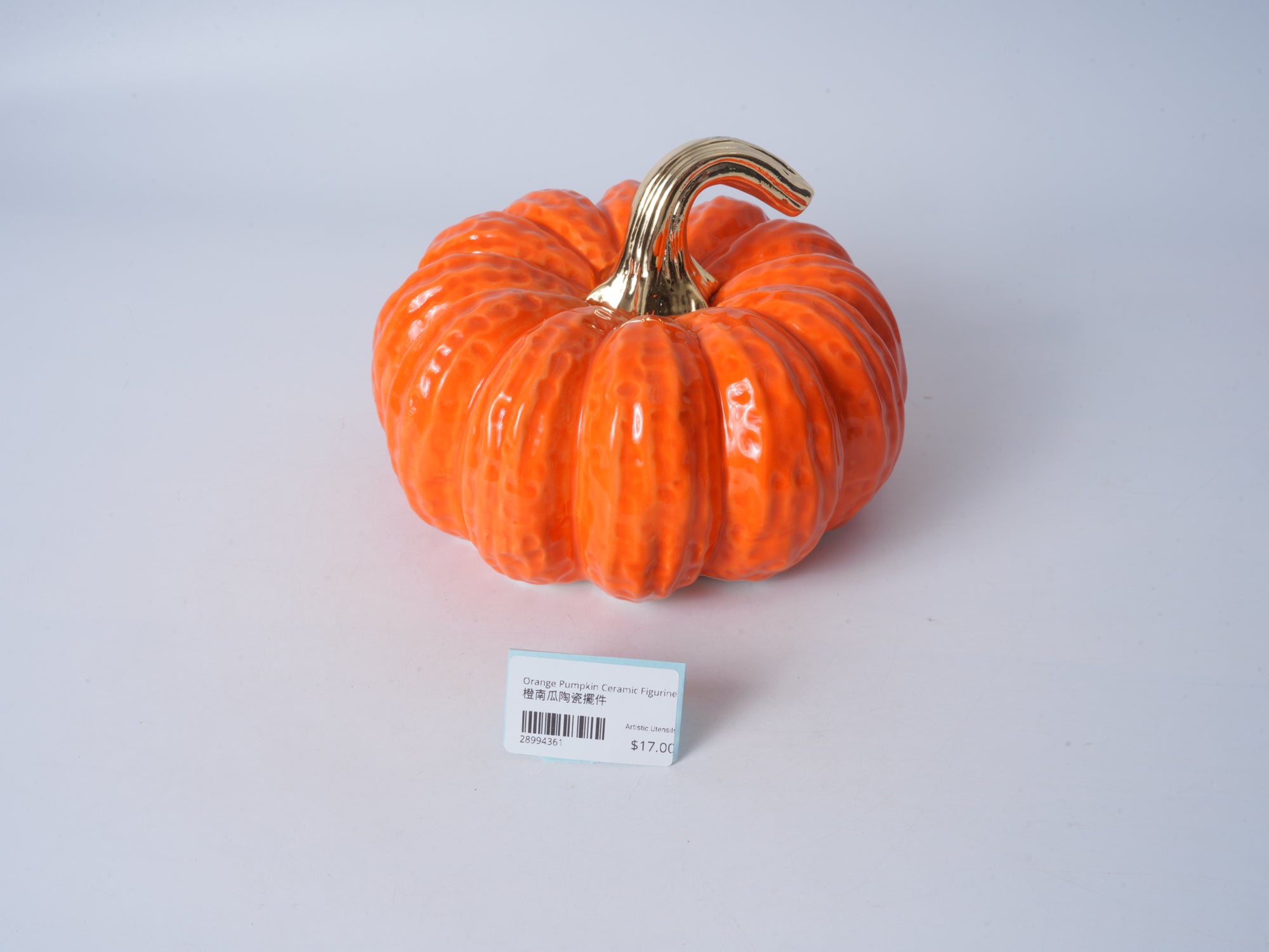 Orange Pumpkin Ceramic Figurine