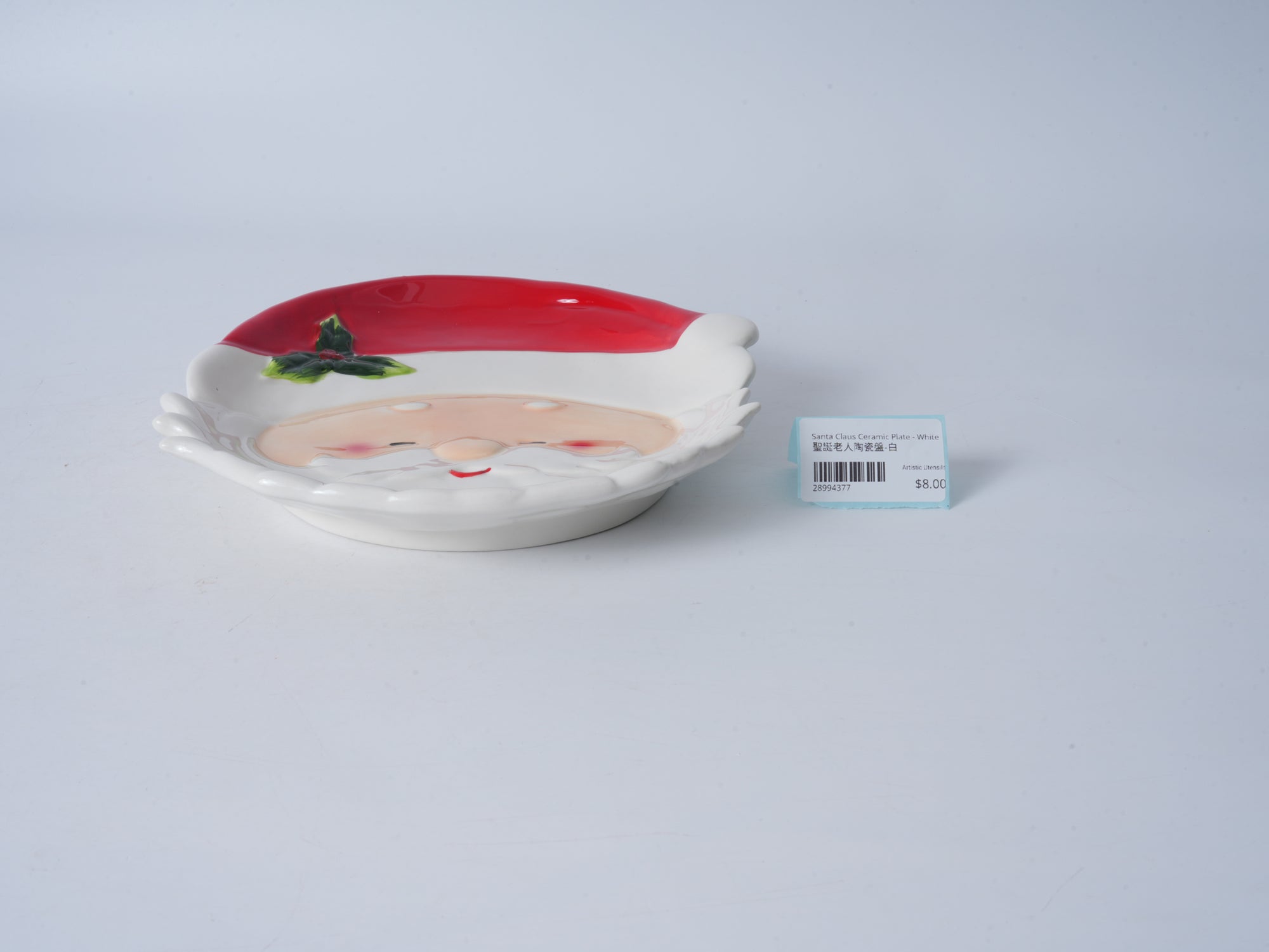 Santa Claus Ceramic Plate - White