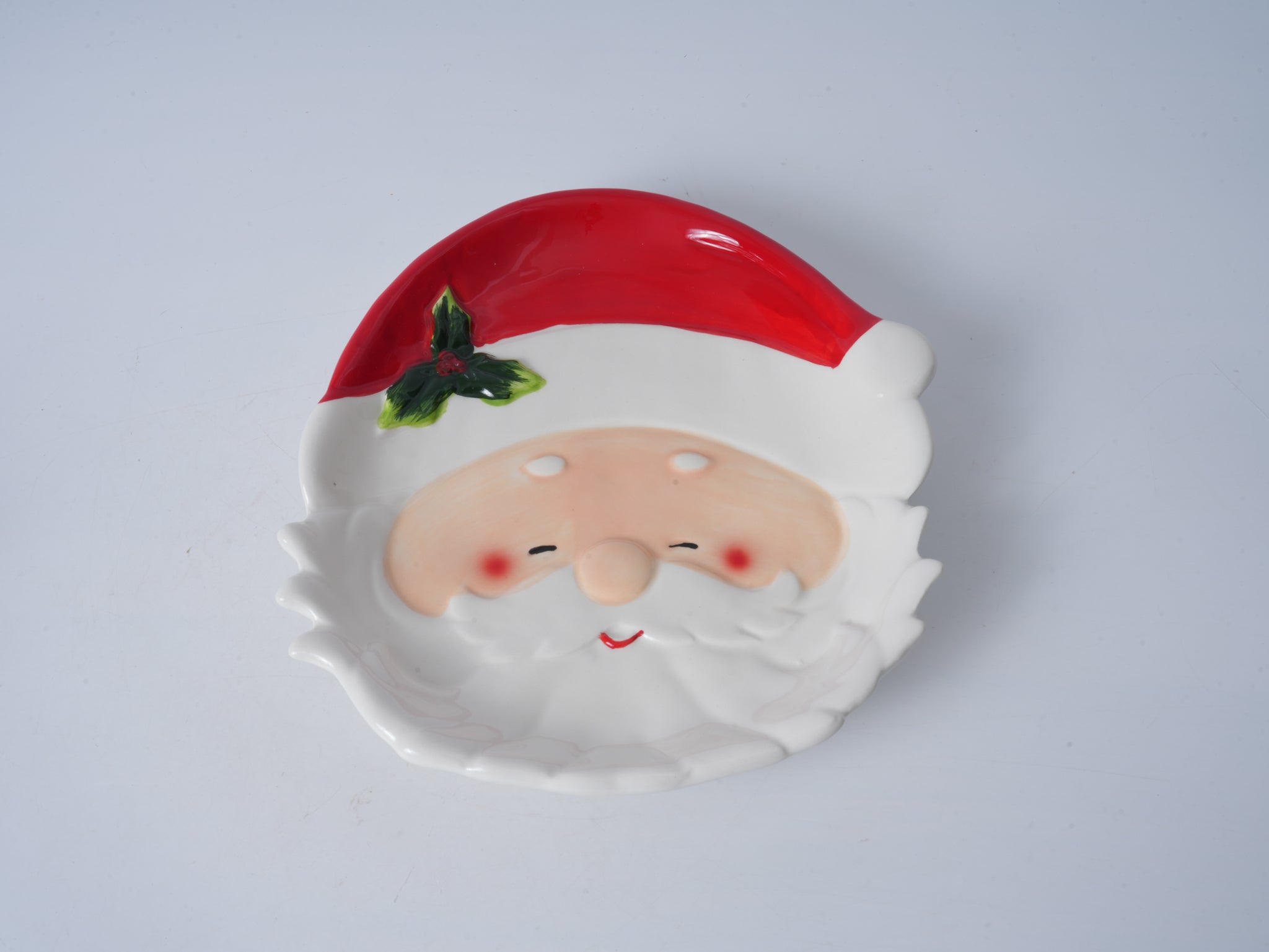 Santa Claus Ceramic Plate - White