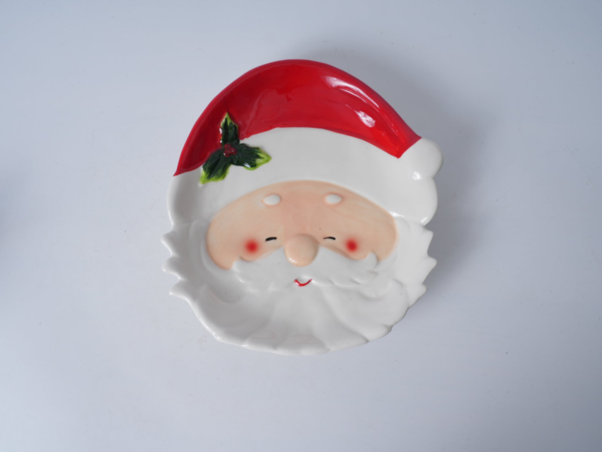 Santa Claus Ceramic Plate - White