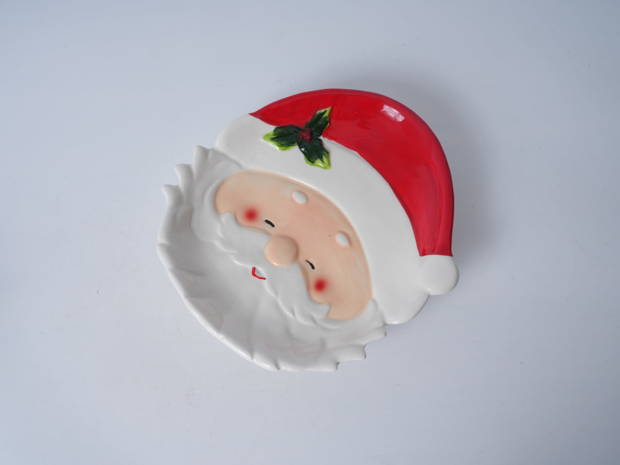 Santa Claus Ceramic Plate - White