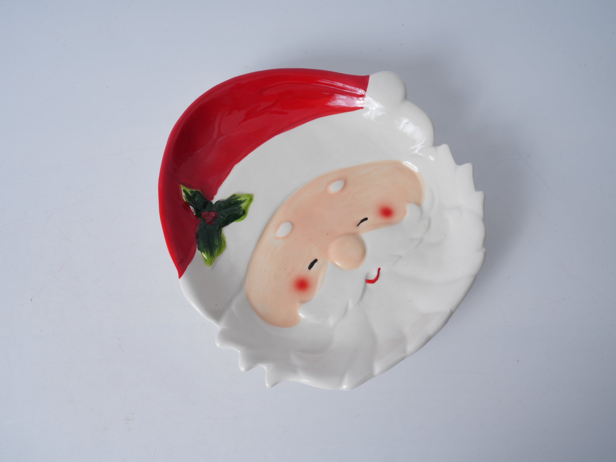 Santa Claus Ceramic Plate - White