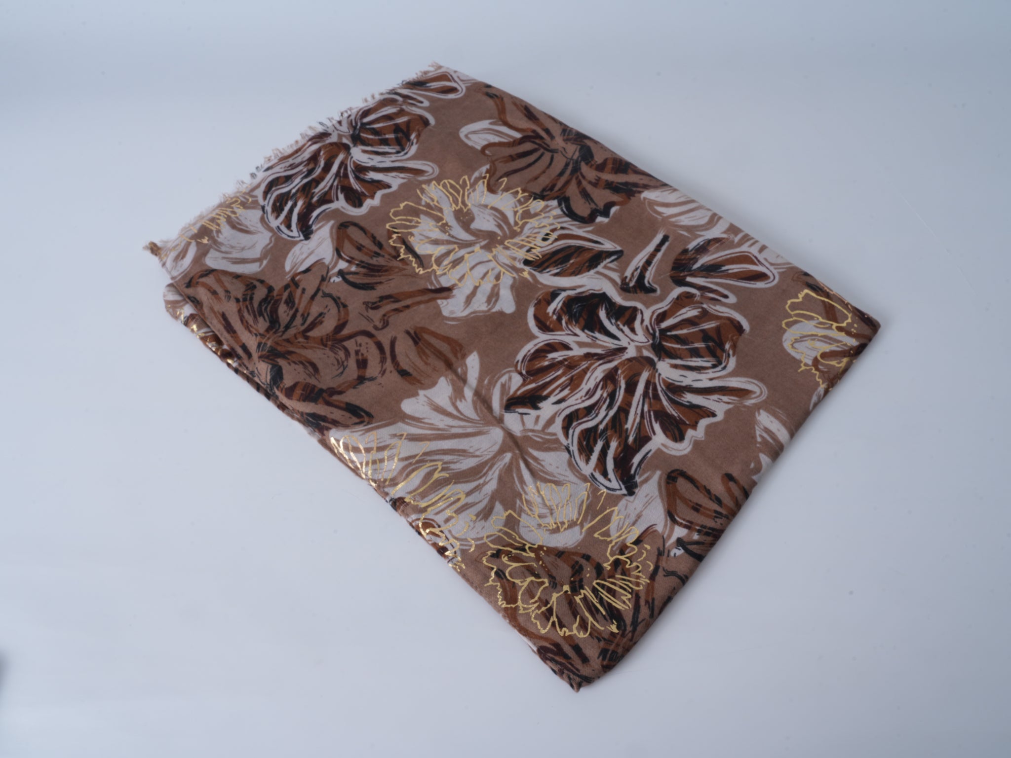 Black Satin Gold-Stamped Scarf