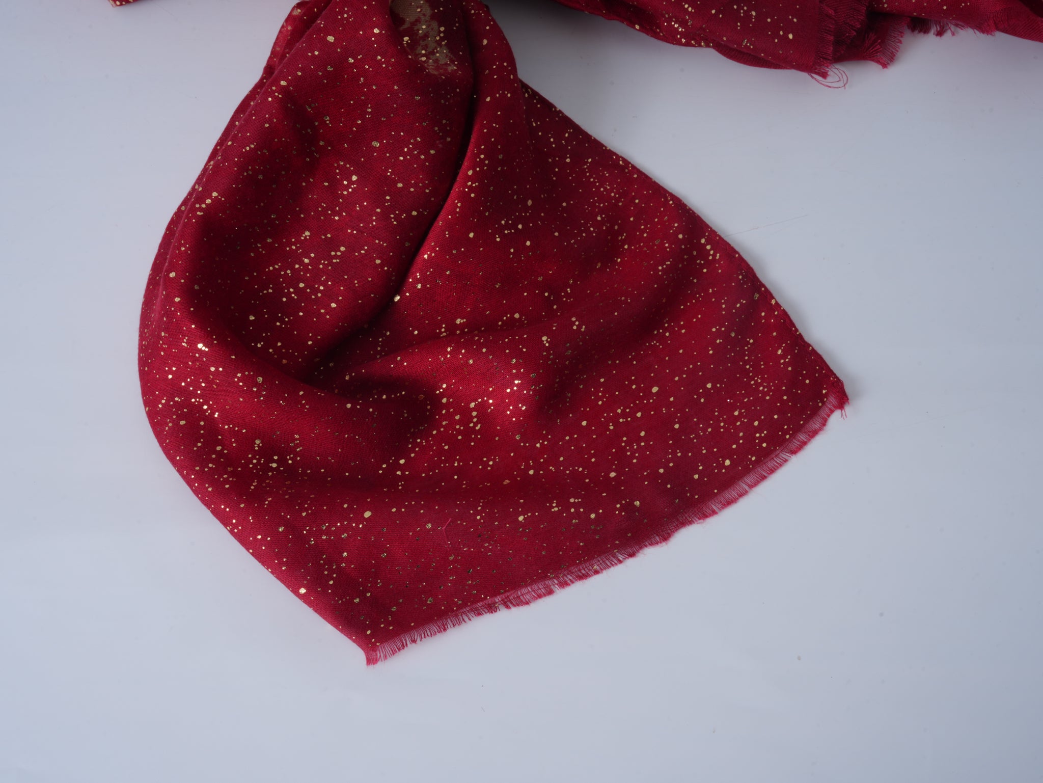 Red Satin Gold-Stamped Scarf