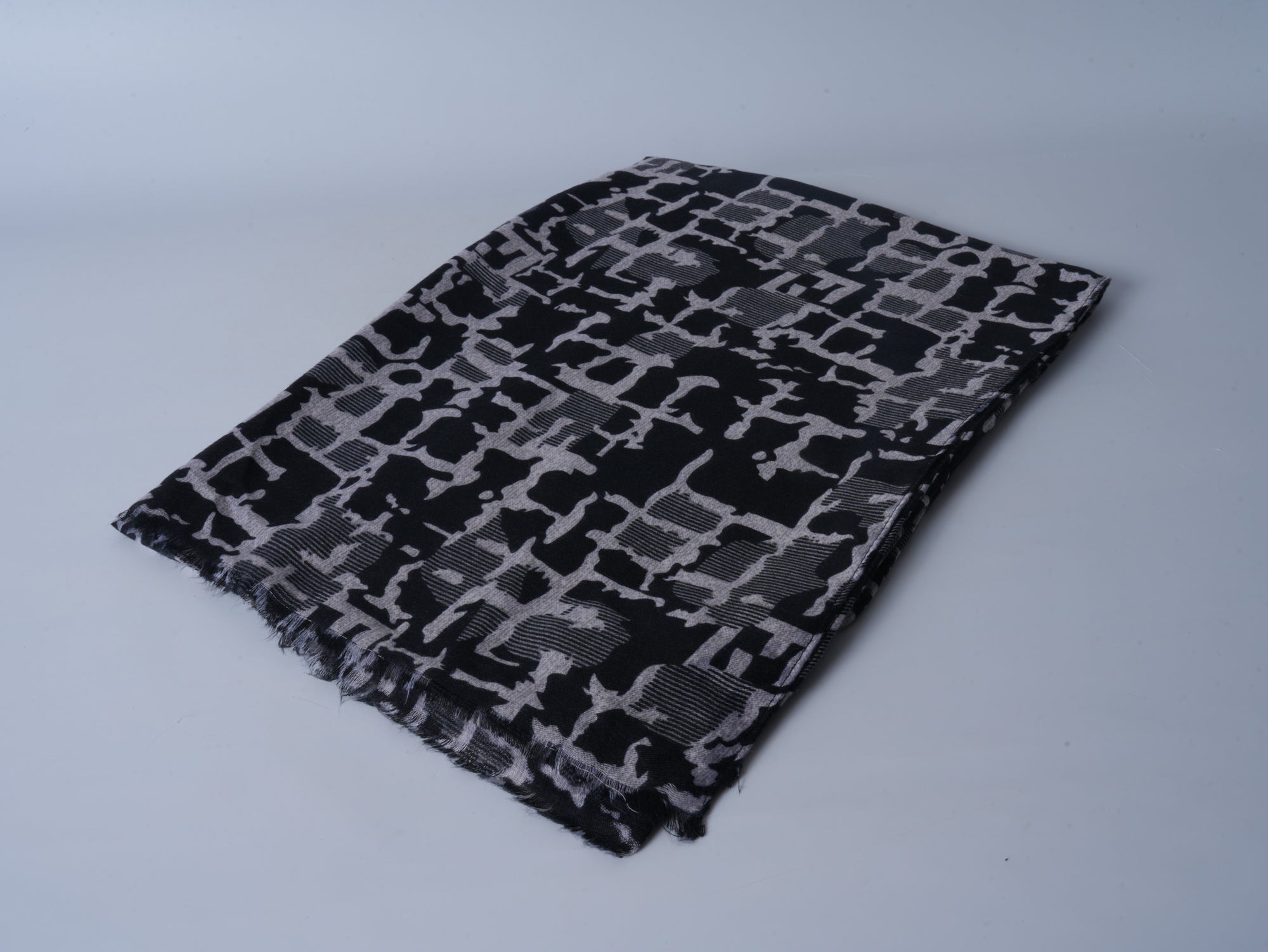 Black White Satin Long Scarf