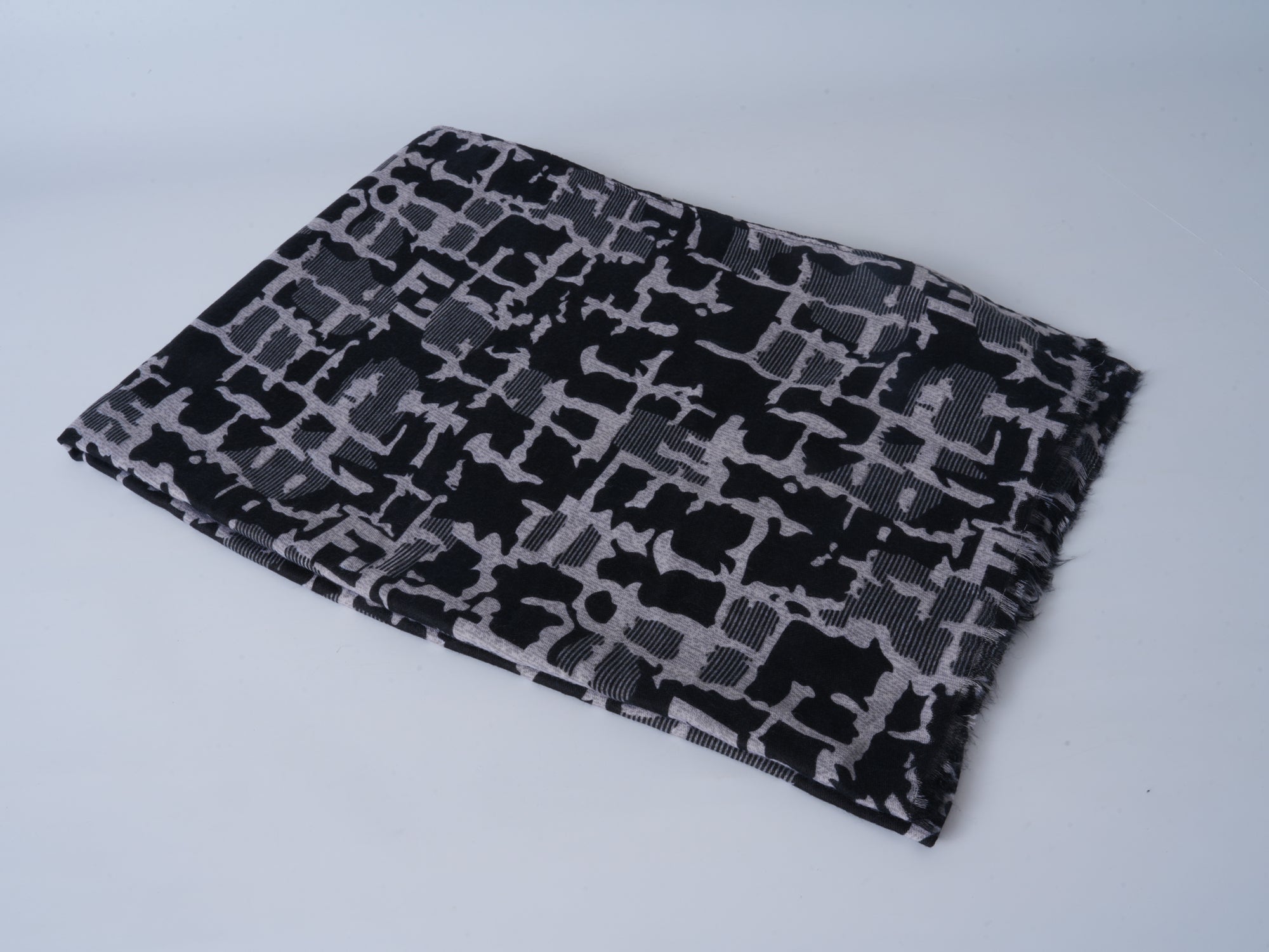 Black White Satin Long Scarf