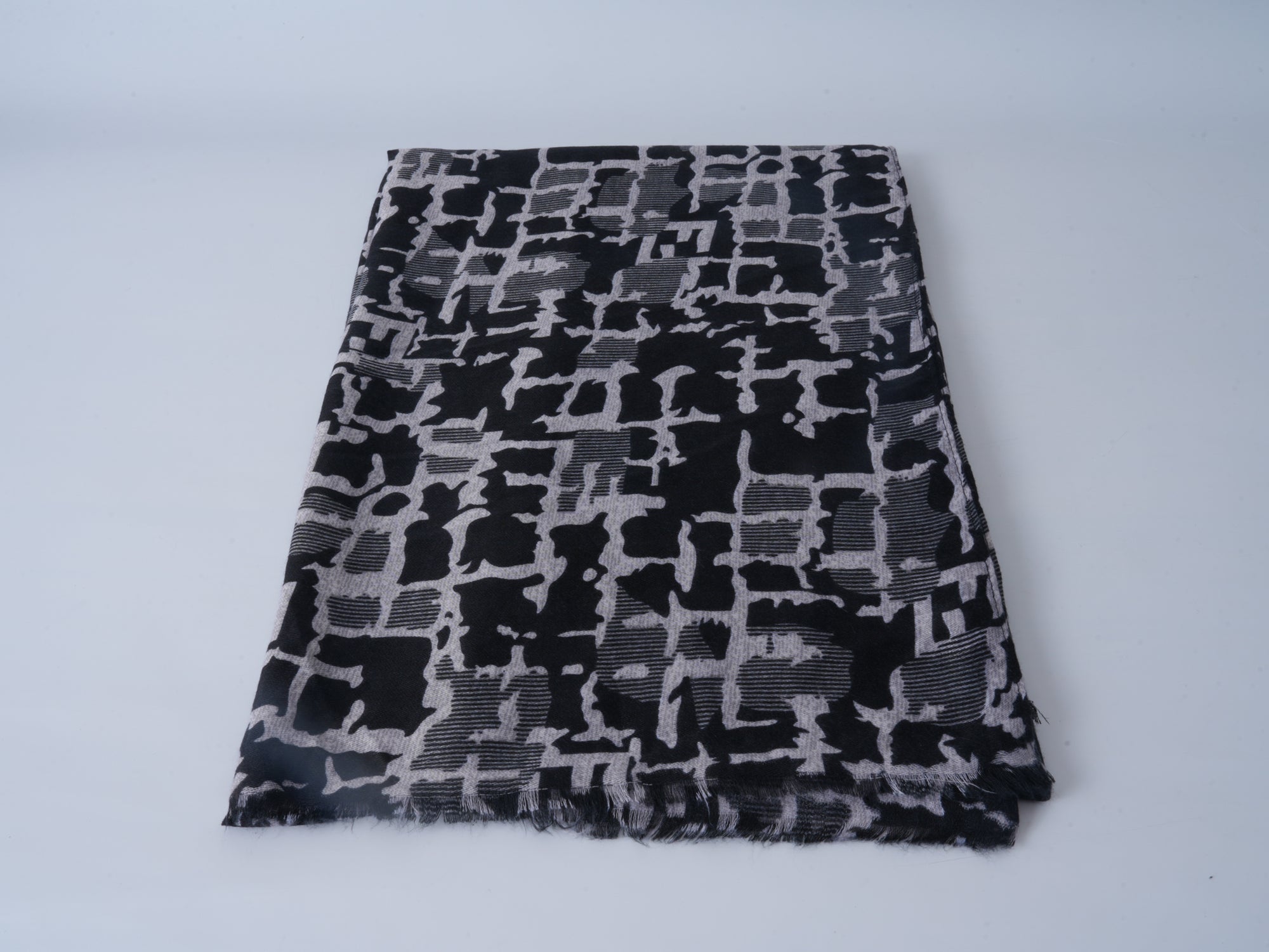 Black White Satin Long Scarf