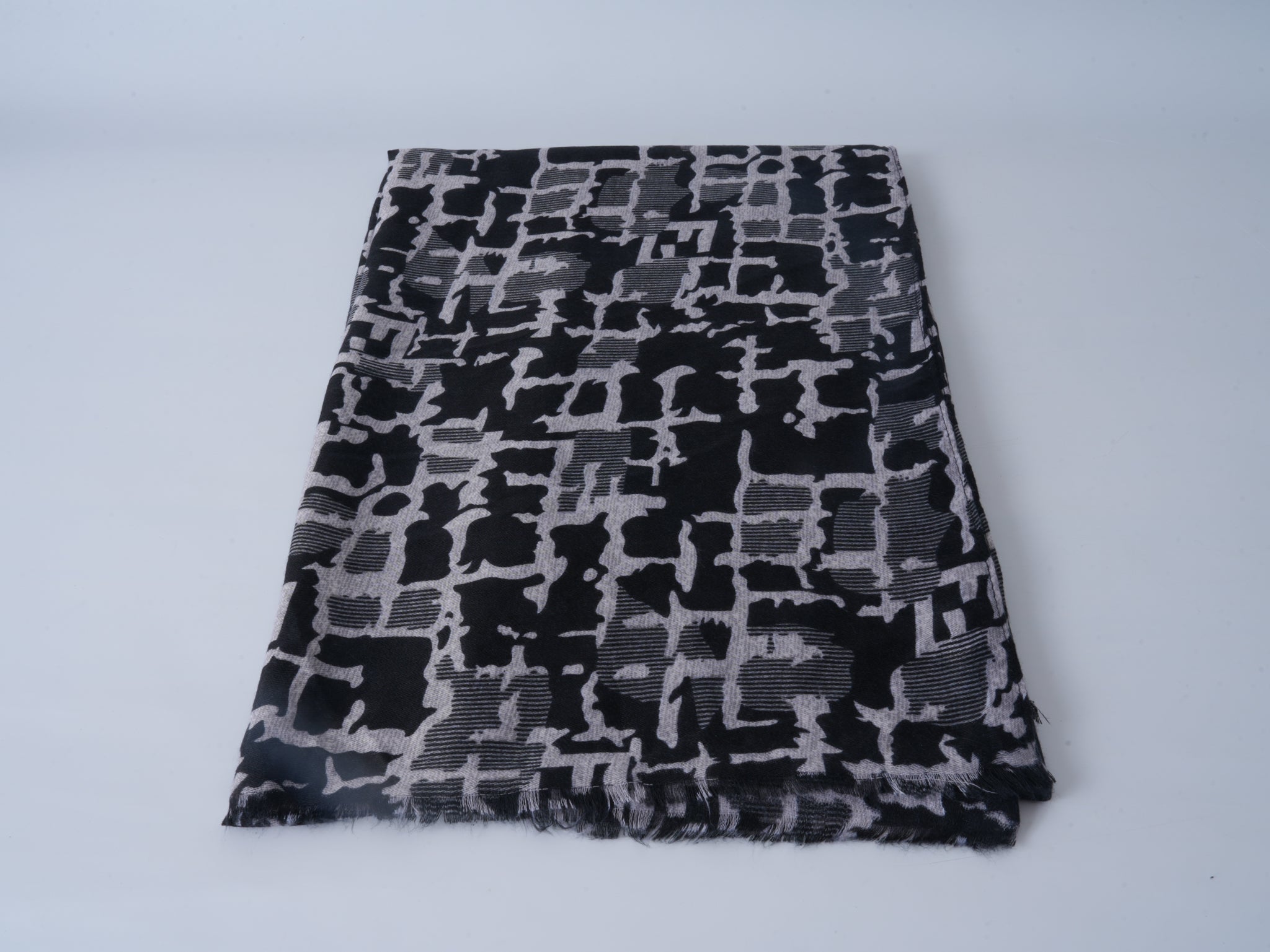 Black White Satin Long Scarf