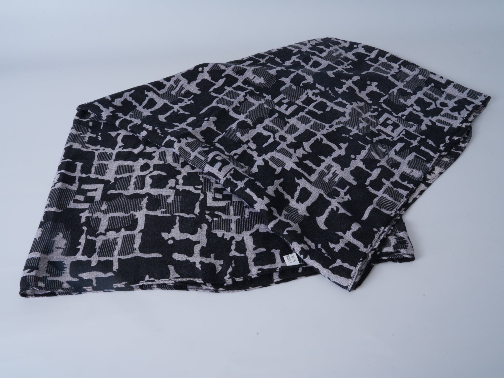 Black White Satin Long Scarf