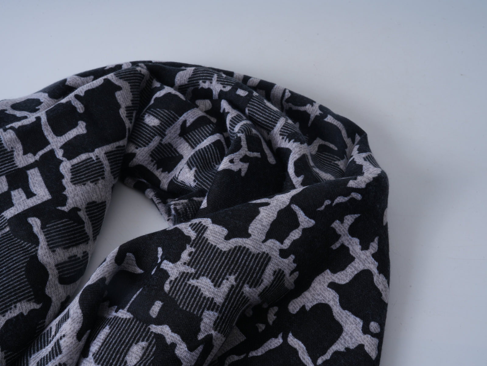 Black White Satin Long Scarf