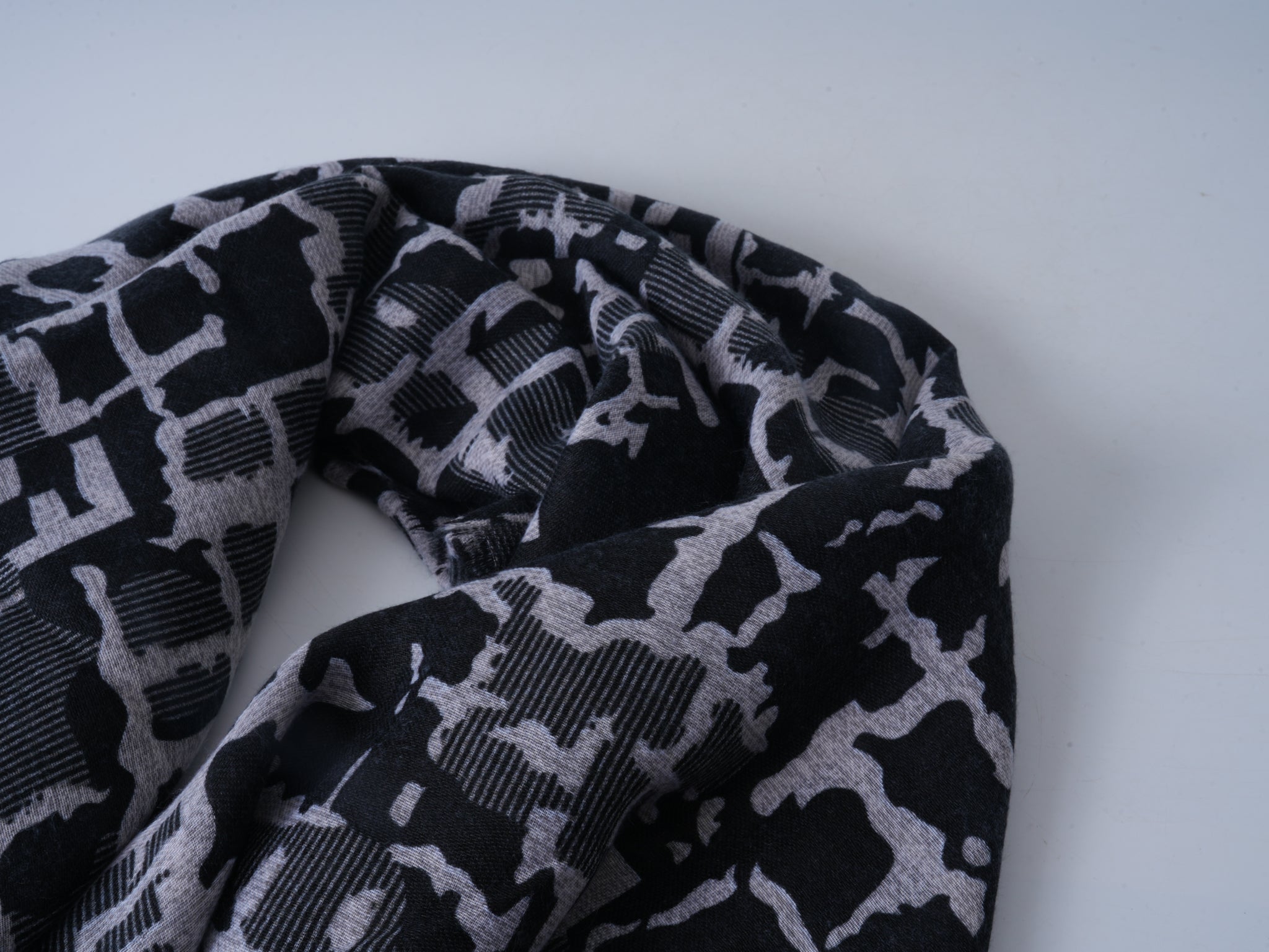 Black White Satin Long Scarf