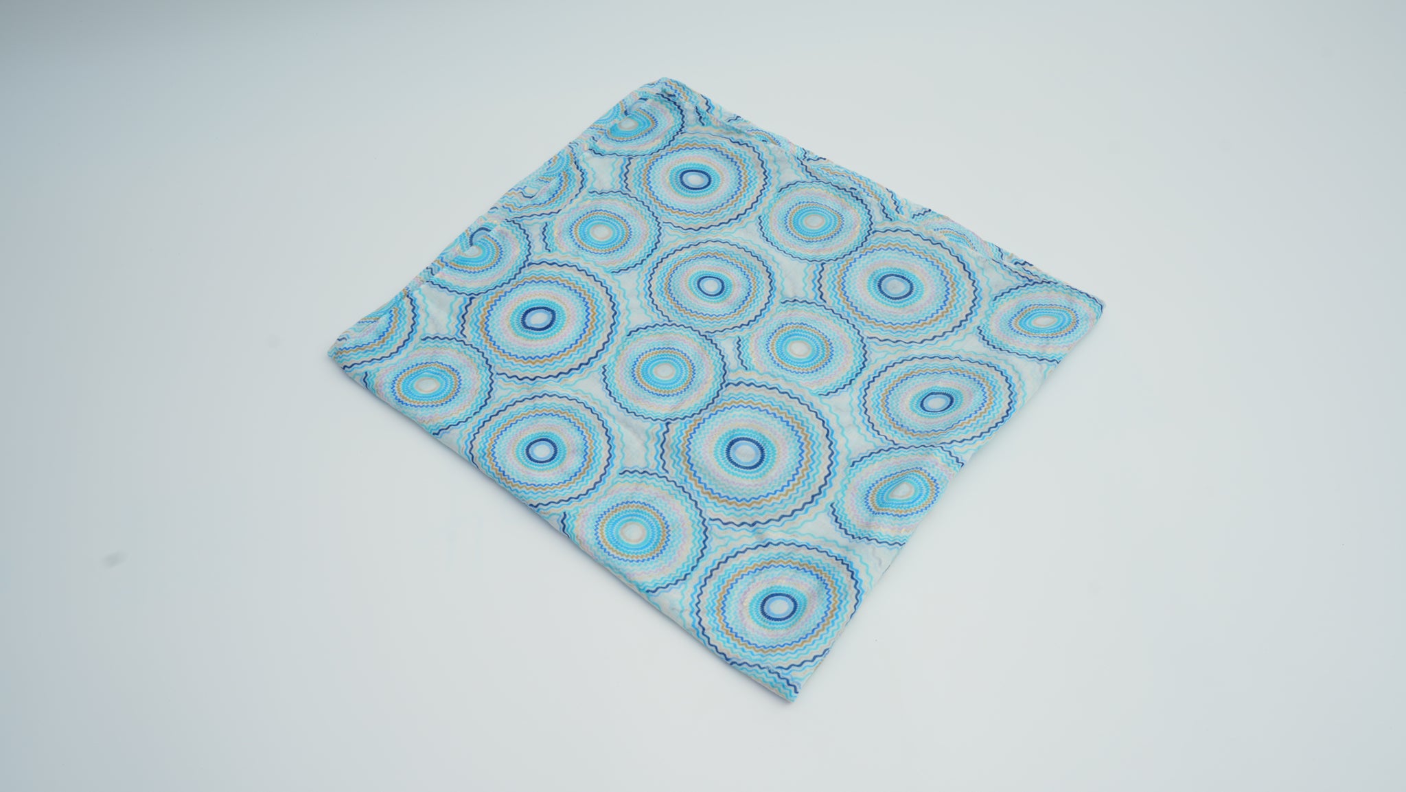 Blue Pattern Silver-Stamped Thick Knit Long Scarf