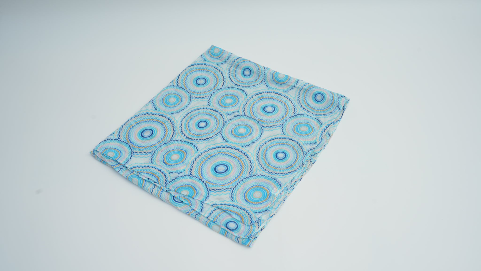 Blue Pattern Silver-Stamped Thick Knit Long Scarf