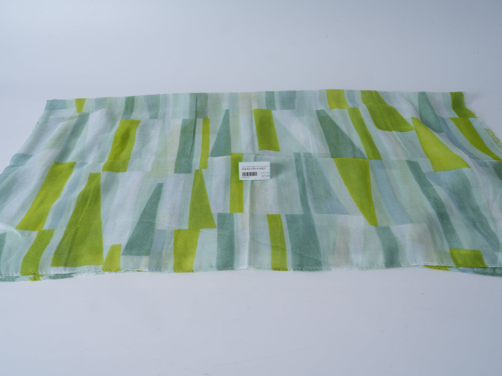 Lime Green Striped Thick Knit Long Scarf