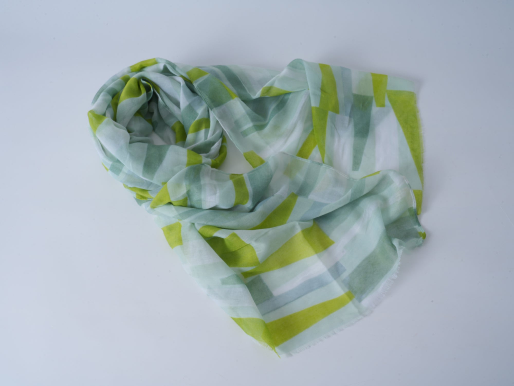 Lime Green Striped Thick Knit Long Scarf