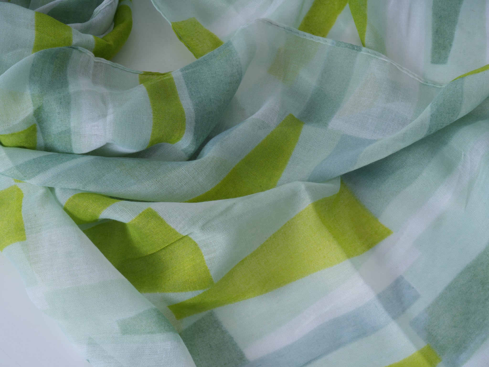 Lime Green Striped Thick Knit Long Scarf