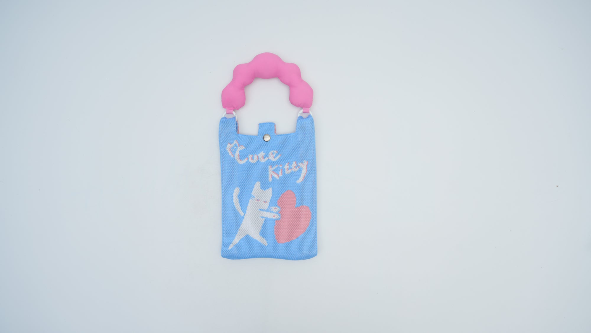 Knitted Phone Pouch – Heart Cat