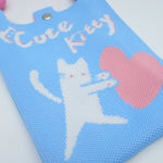 Knitted Phone Pouch – Heart Cat