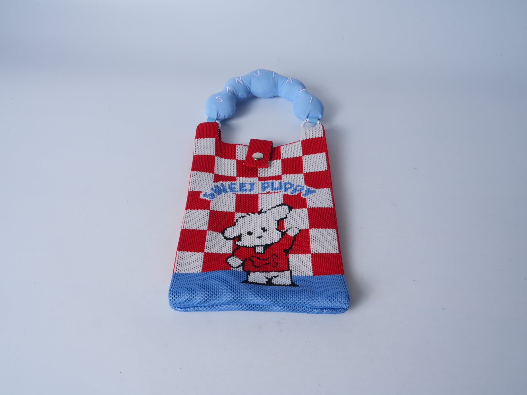 Knitted Phone Pouch – Plaid Dog