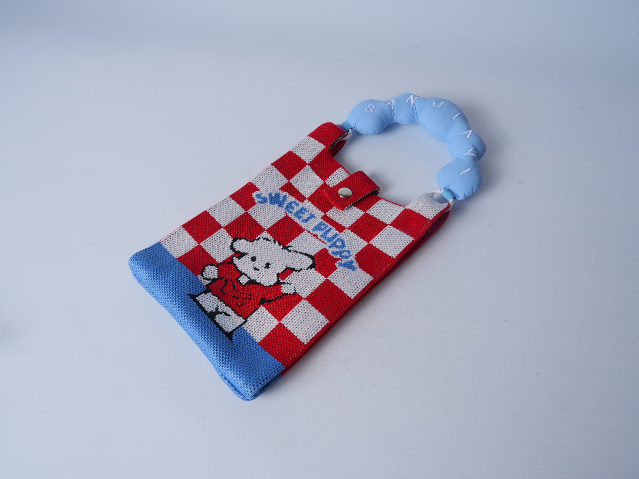 Knitted Phone Pouch – Plaid Dog