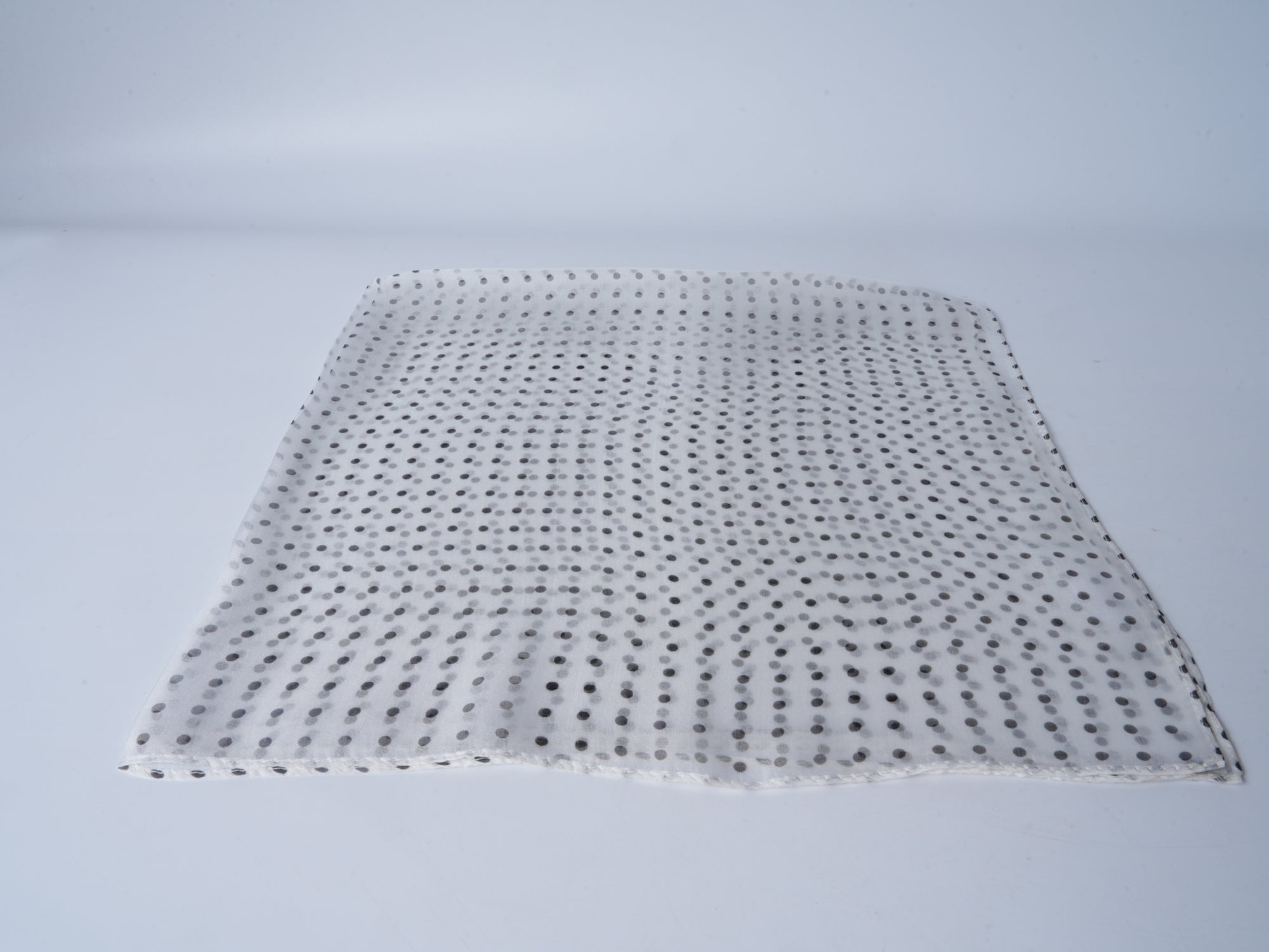 Chiffon Silk Polka Dot Scarf – White