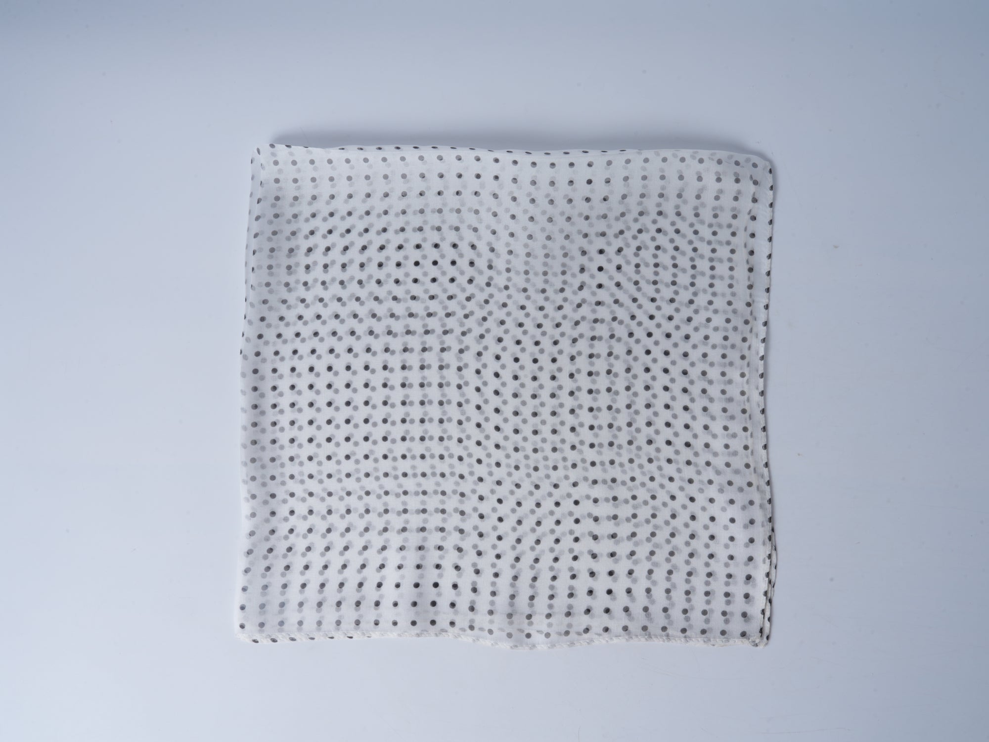 Chiffon Silk Polka Dot Scarf – White