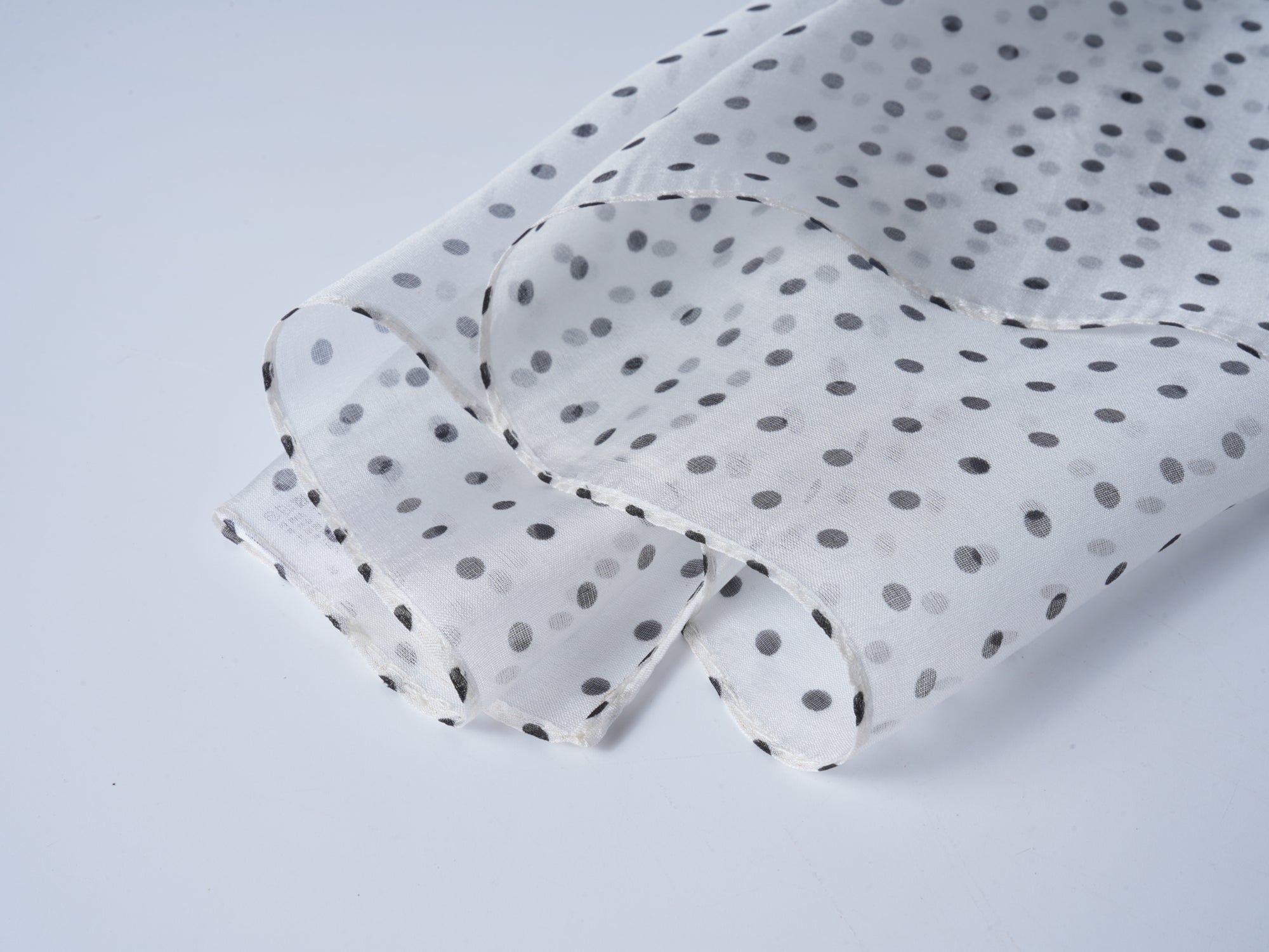 Chiffon Silk Polka Dot Scarf – White