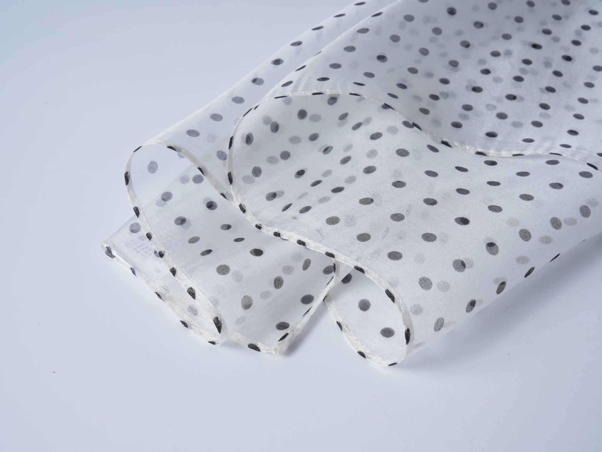 Chiffon Silk Polka Dot Scarf – White