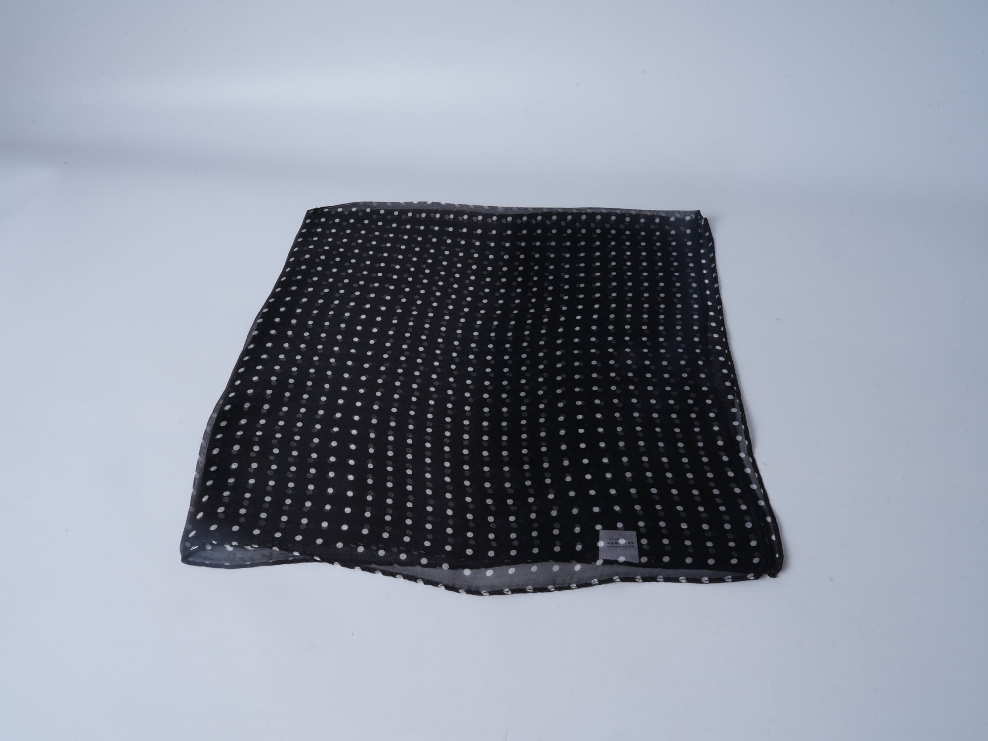 Chiffon Silk Polka Dot Scarf – Black