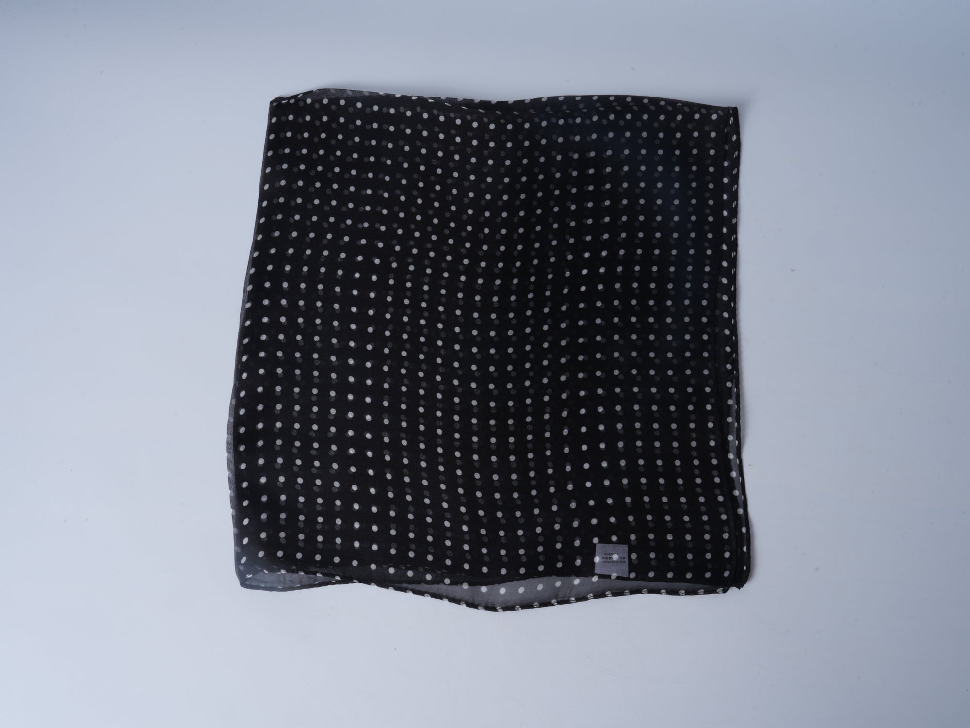 Chiffon Silk Polka Dot Scarf – Black