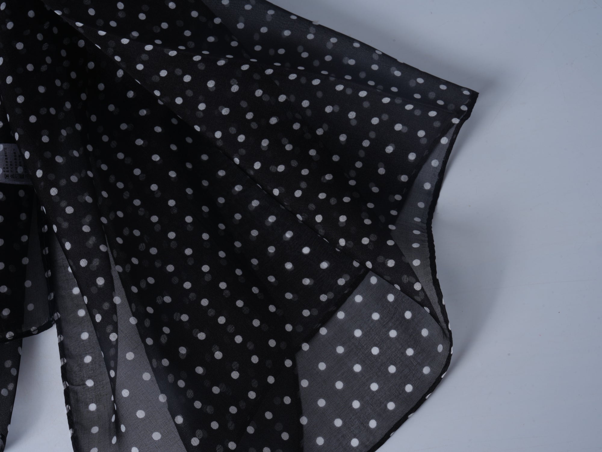 Chiffon Silk Polka Dot Scarf – Black