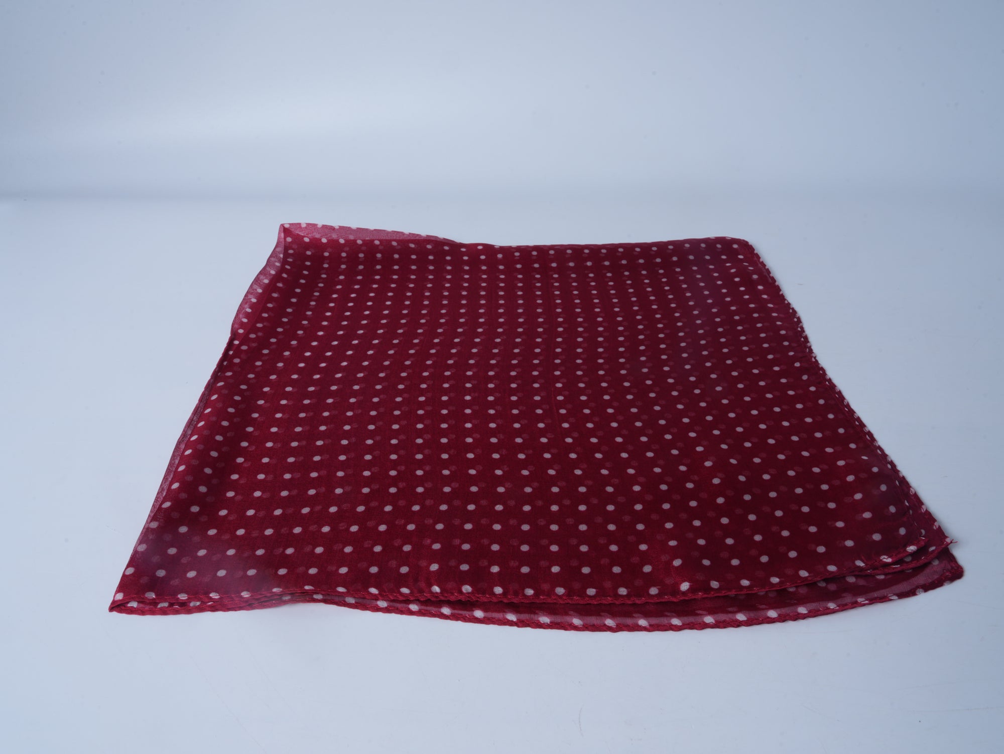 Chiffon Silk Polka Dot Scarf – Red