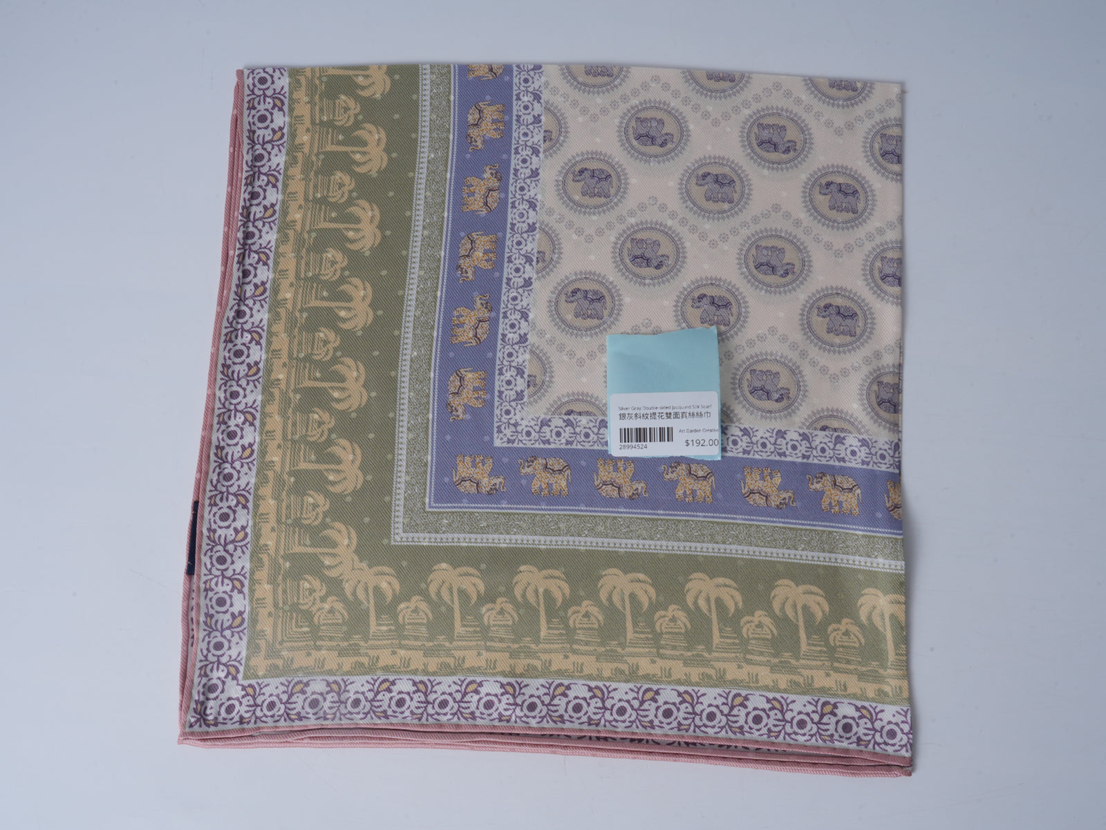 Silver Gray Double-Sided Jacquard Silk Scarf