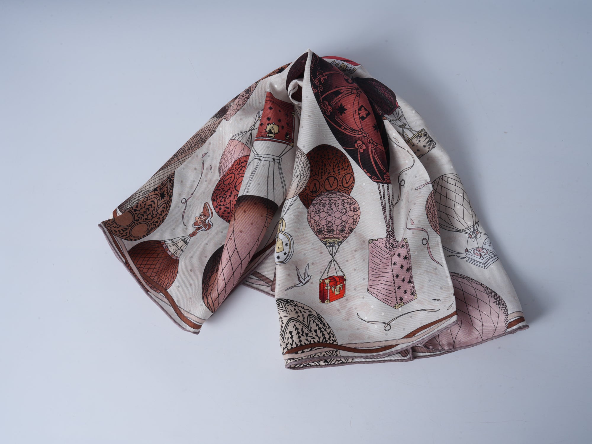 Hot Air Balloon Double-Sided Jacquard Silk Scarf