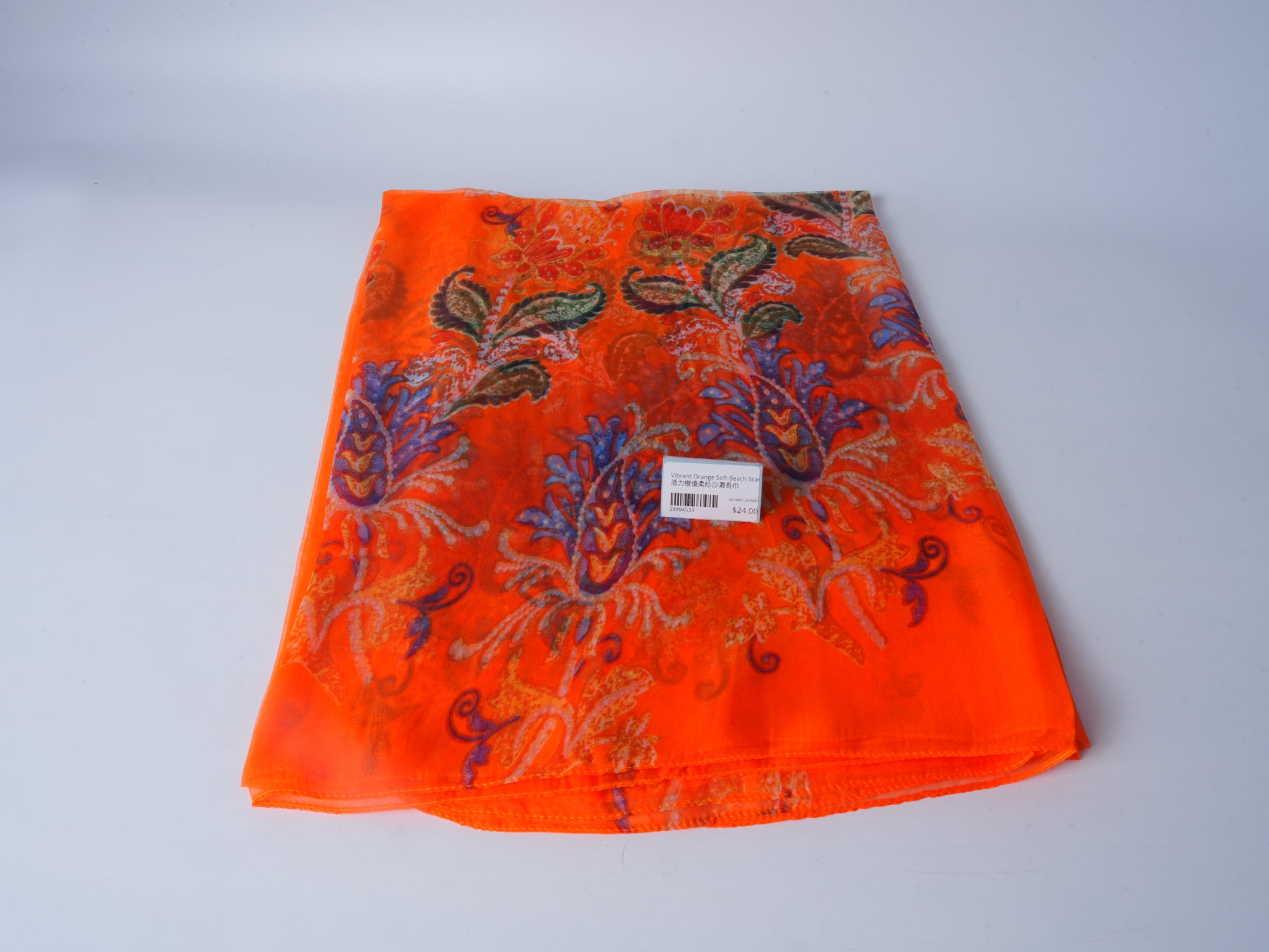Vibrant Orange Soft Beach Scarf