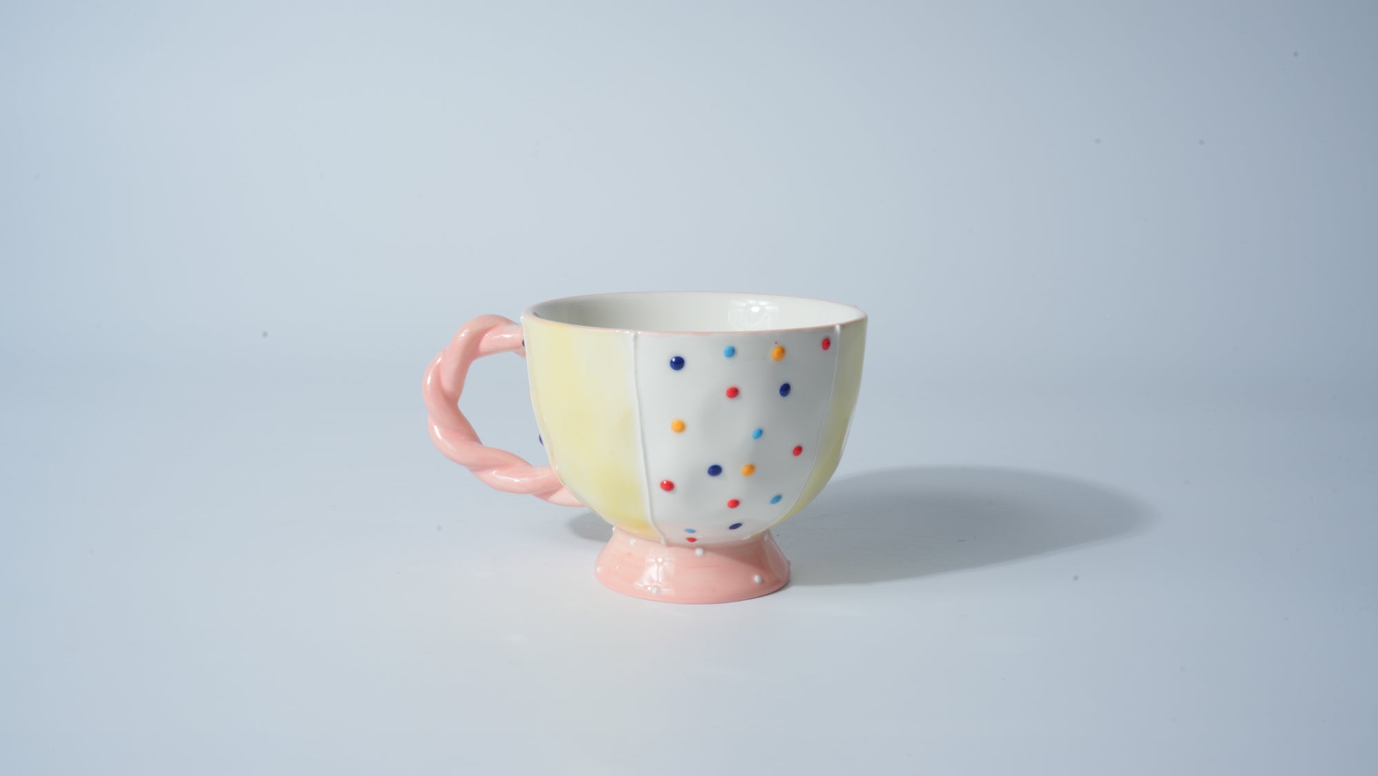 Yellow Polka-Dot Cartoon Cup