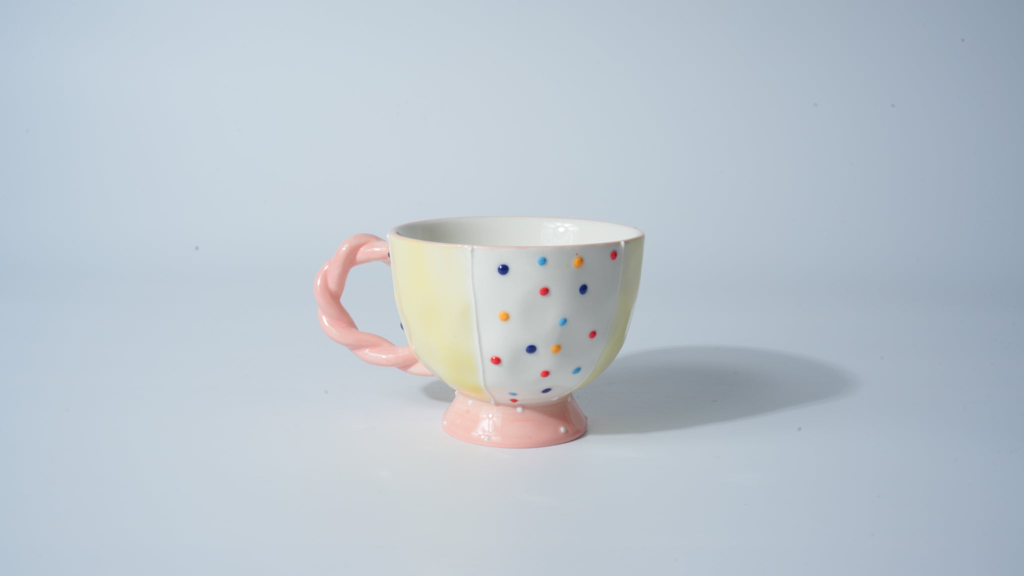 Yellow Polka-Dot Cartoon Cup