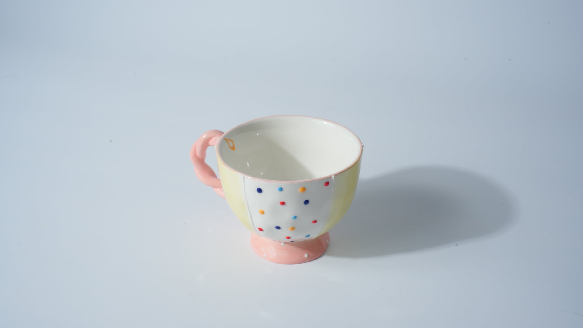 Yellow Polka-Dot Cartoon Cup