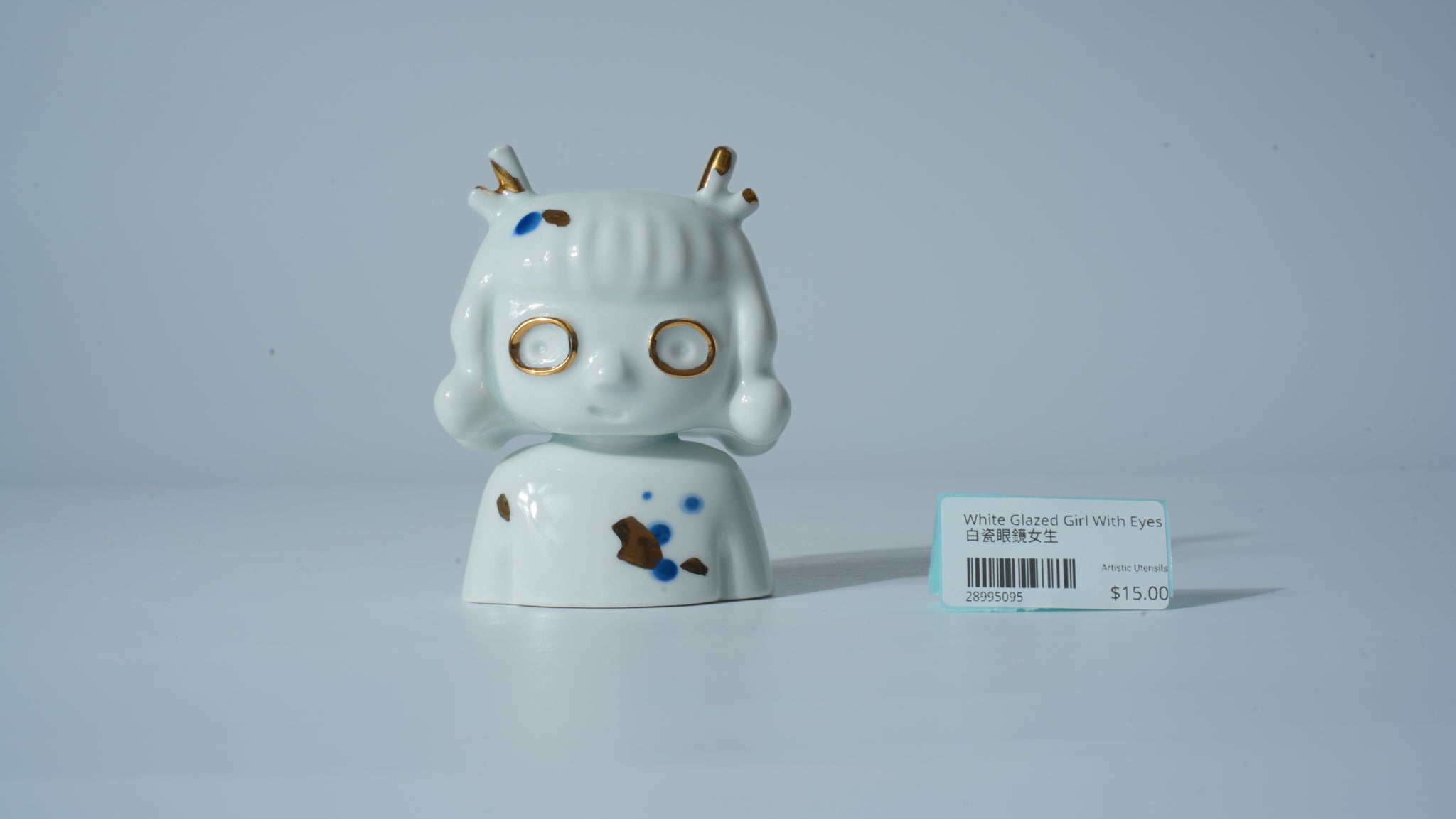 White Glazed Girl with Eyes