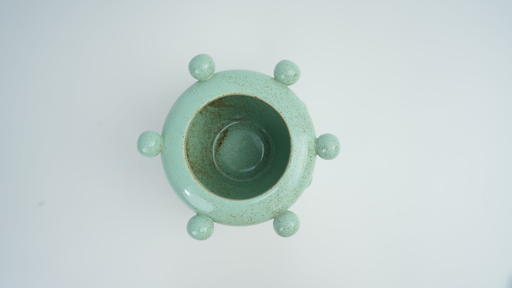 Green Bubble Ceramic Wide-Mouth Vase