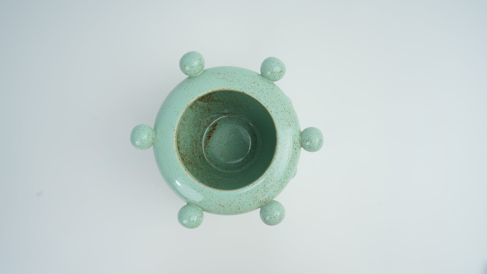 Green Bubble Ceramic Wide-Mouth Vase