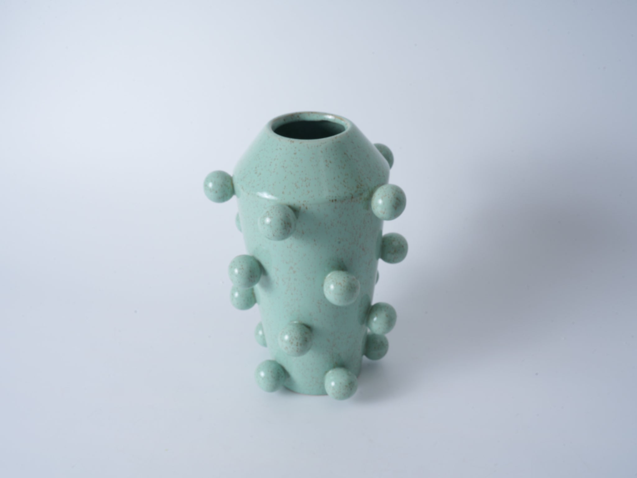 Green Bubble Ceramic Flat-Mouth Vase